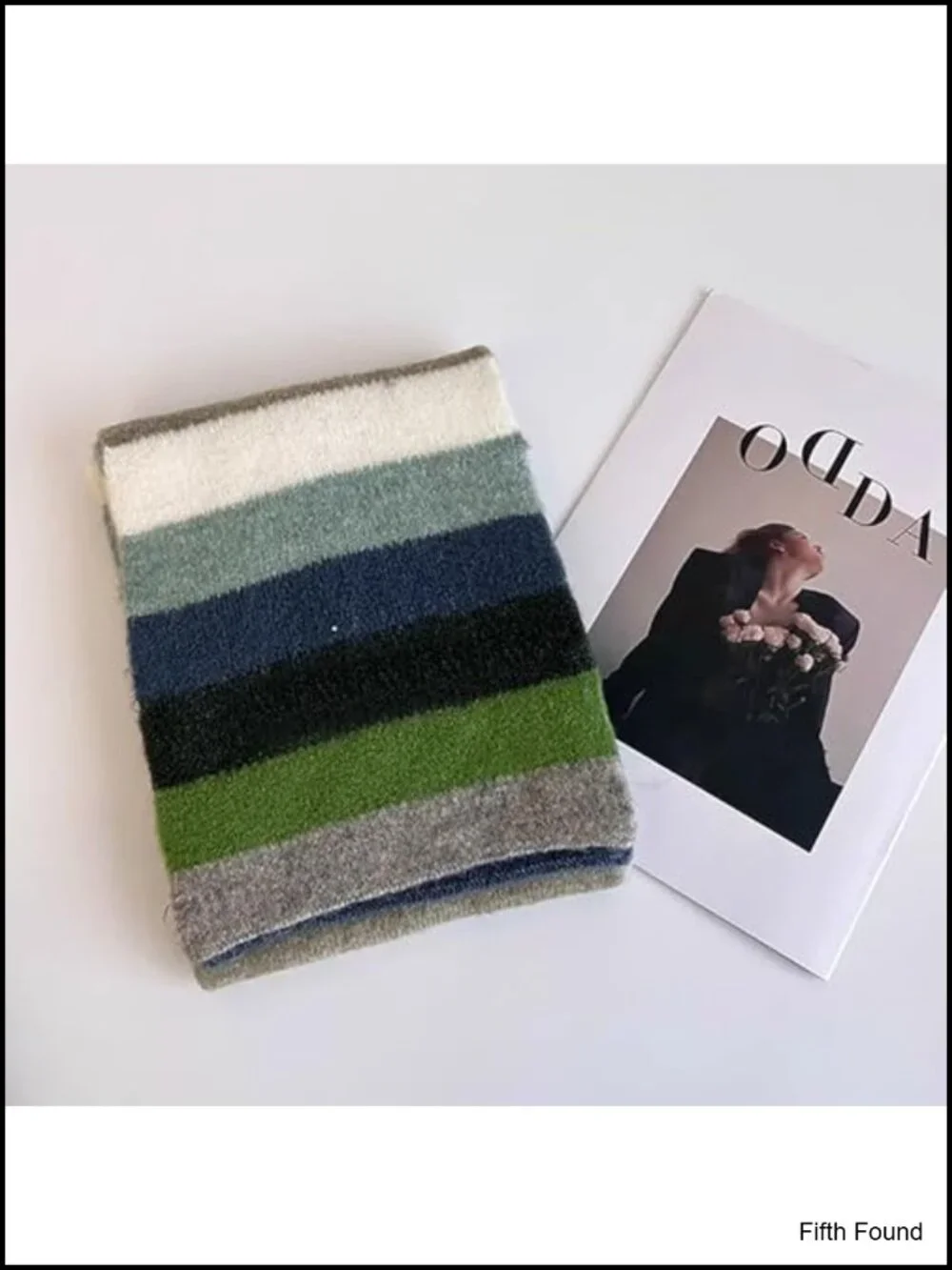 Rainbow Striped Winter Scarf Thick Knit Wool Blend